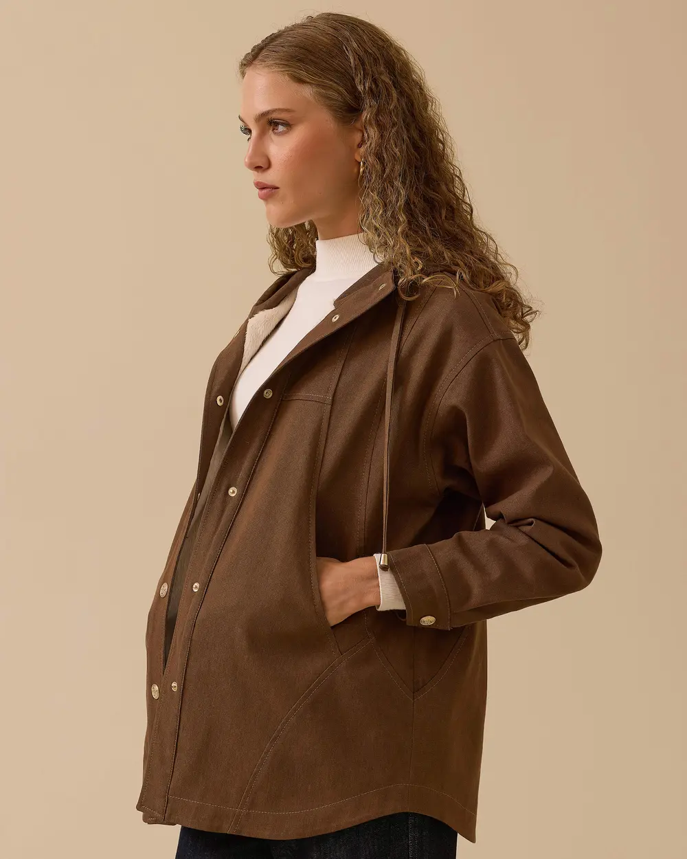 Kapüşonlu Pamuk Astarlı Dar Kesim Ceket