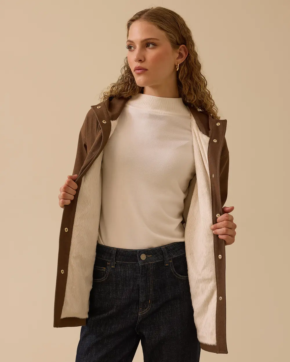 Kapüşonlu Pamuk Astarlı Dar Kesim Ceket