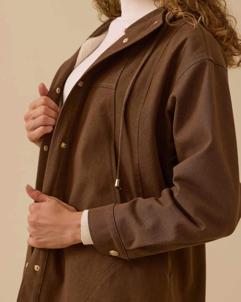 Kapüşonlu Pamuk Astarlı Dar Kesim Ceket