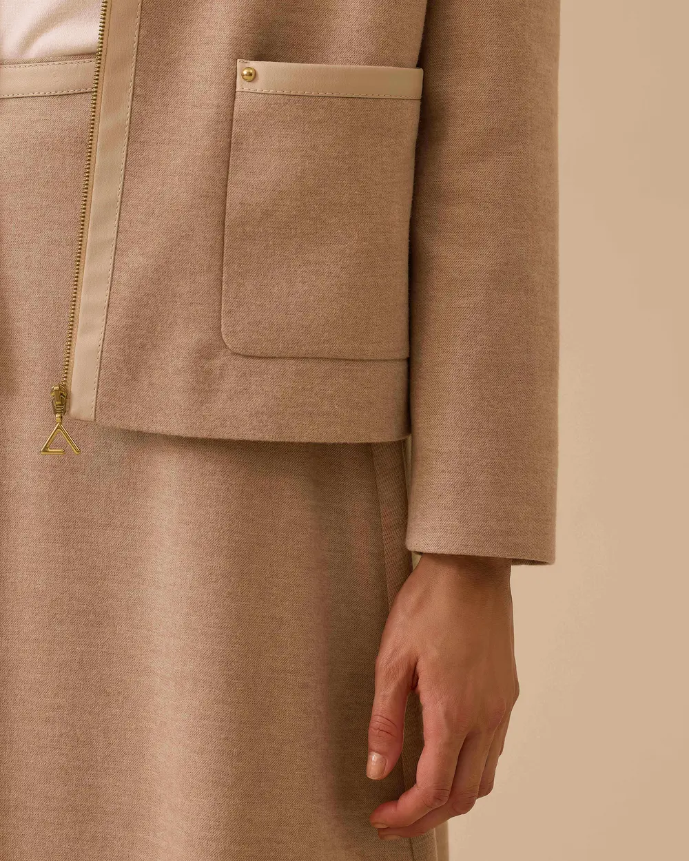 Biye Detaylı Cepli Fermuarlı Ceket