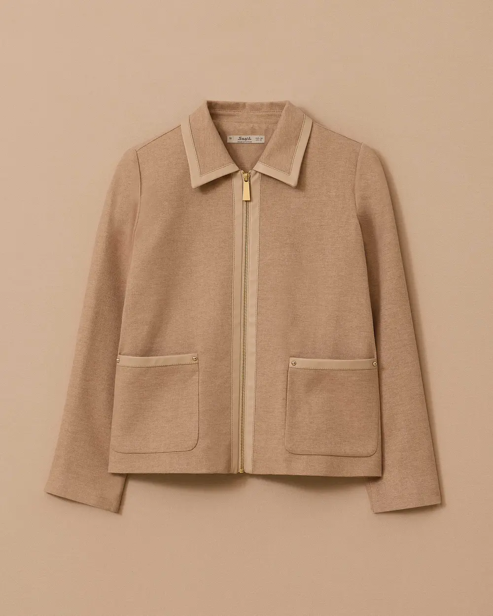 Biye Detaylı Cepli Fermuarlı Ceket