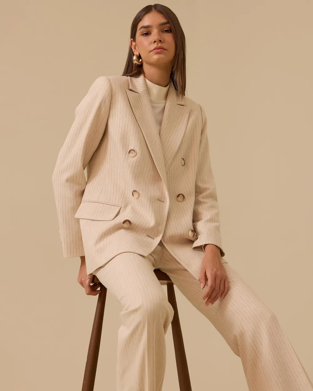 Çizgili Düğmeli Ceket