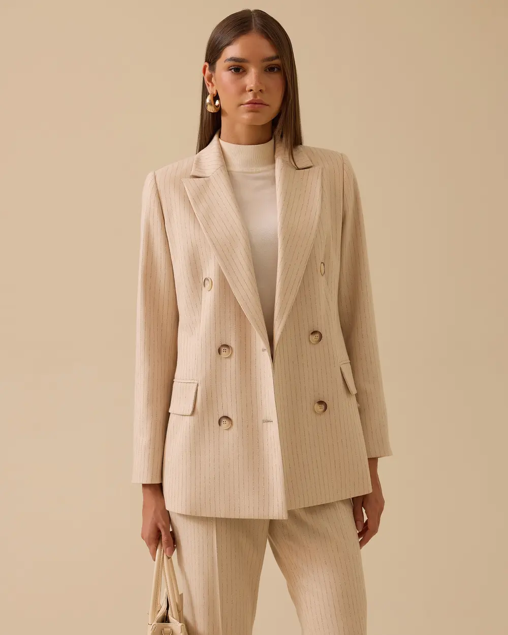 Çizgili Düğmeli Ceket
