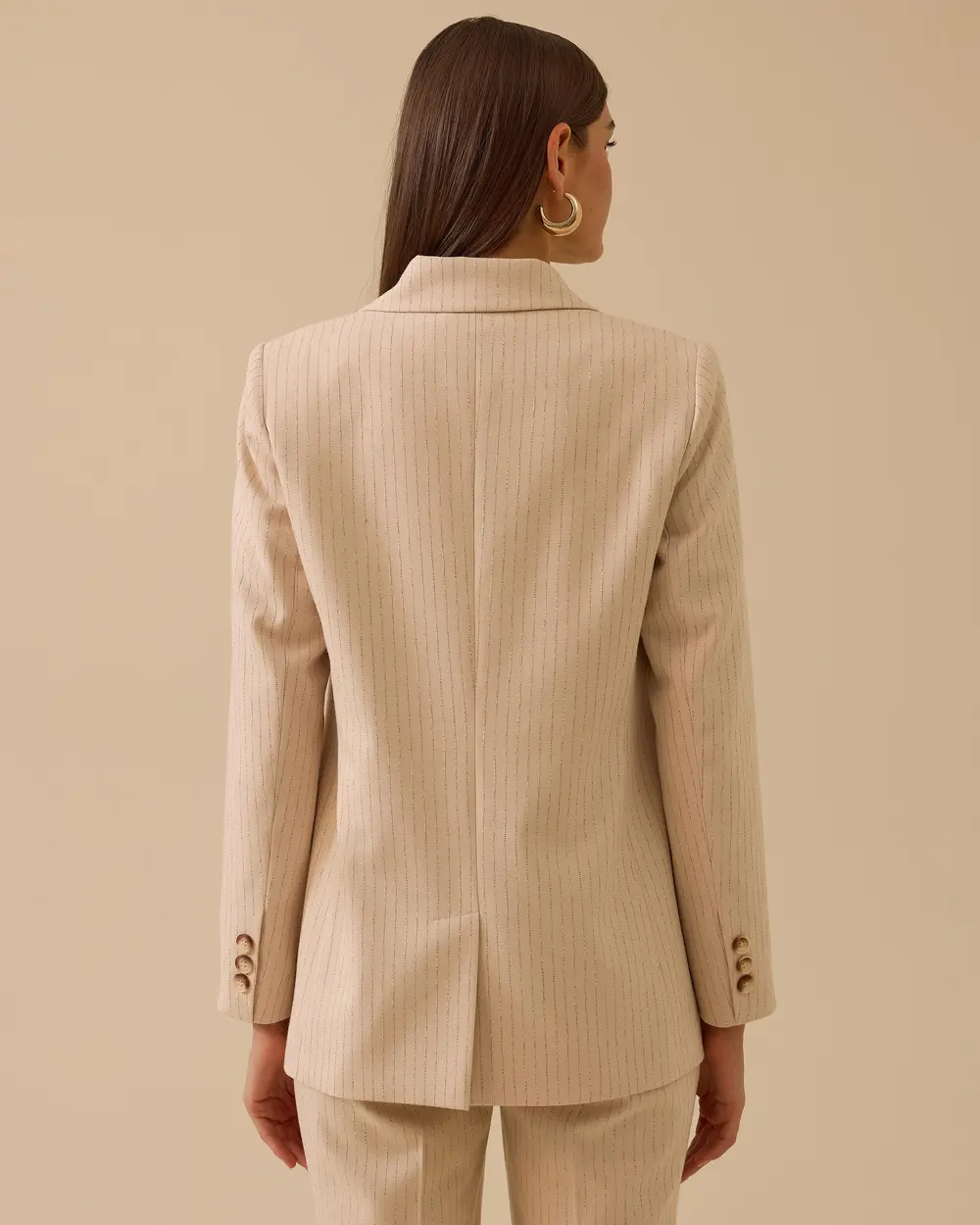 Çizgili Düğmeli Ceket