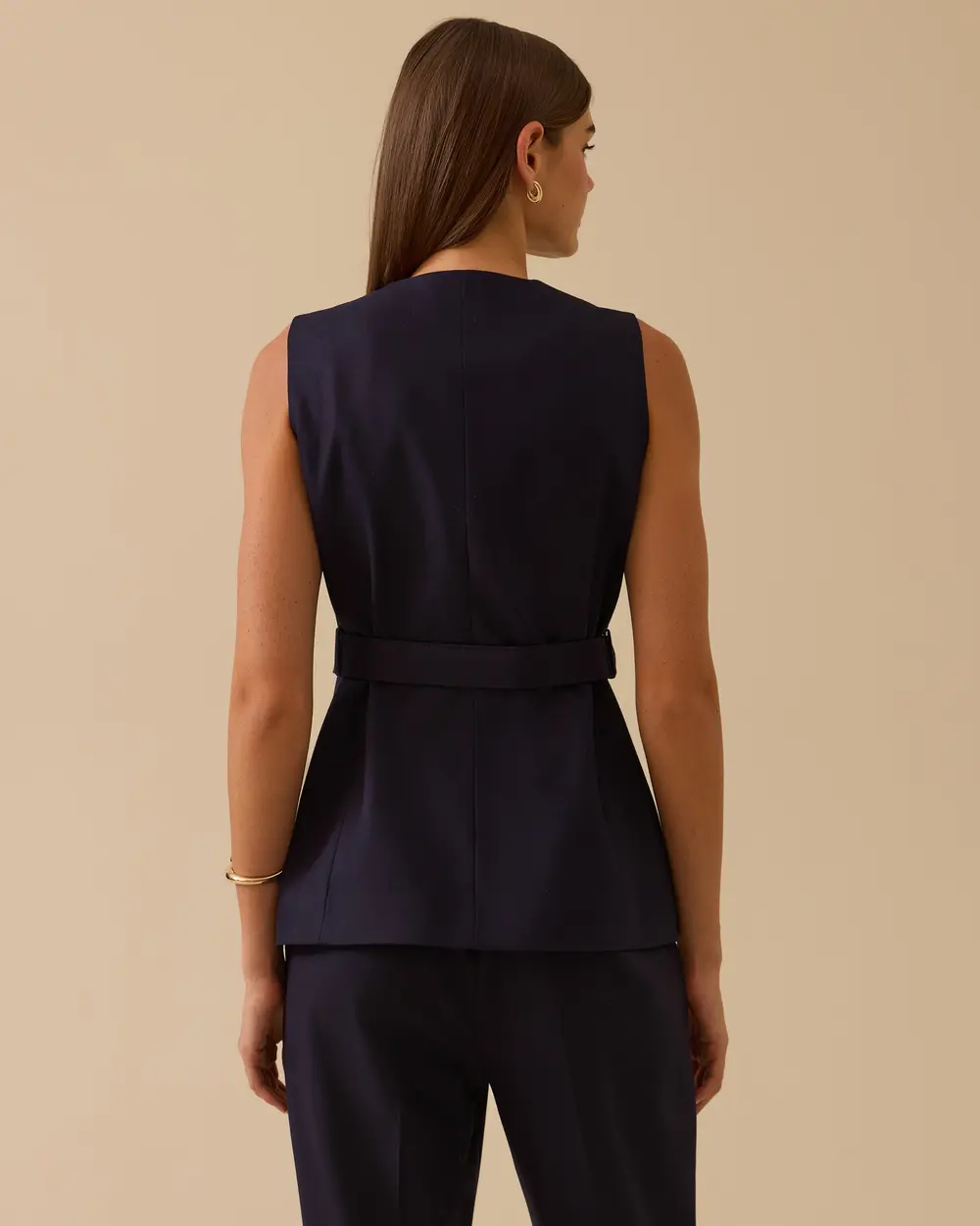 Kemerli Düğme Detaylı Yelek