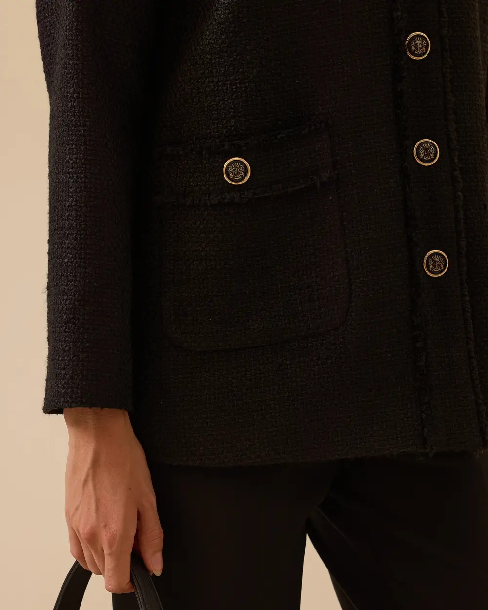 V Yaka Cep Detaylı Tüvit Ceket