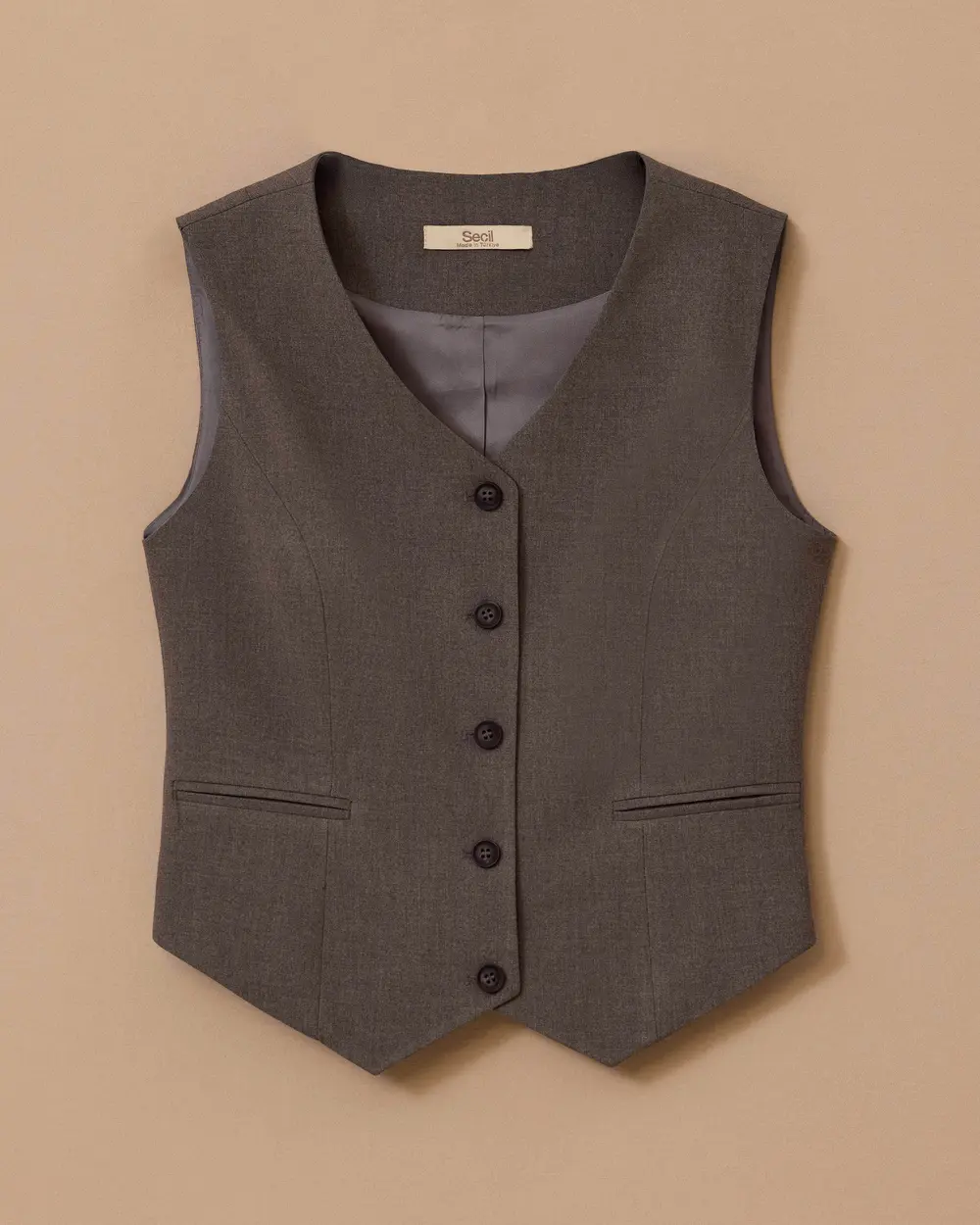 V Yaka Düğmeli Klasik Yelek