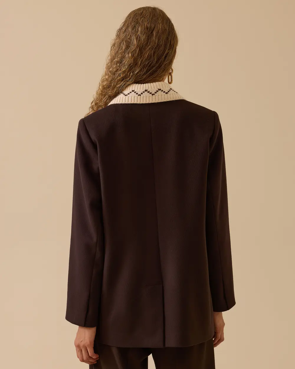 Triko Yaka Cepli Kaşe Ceket