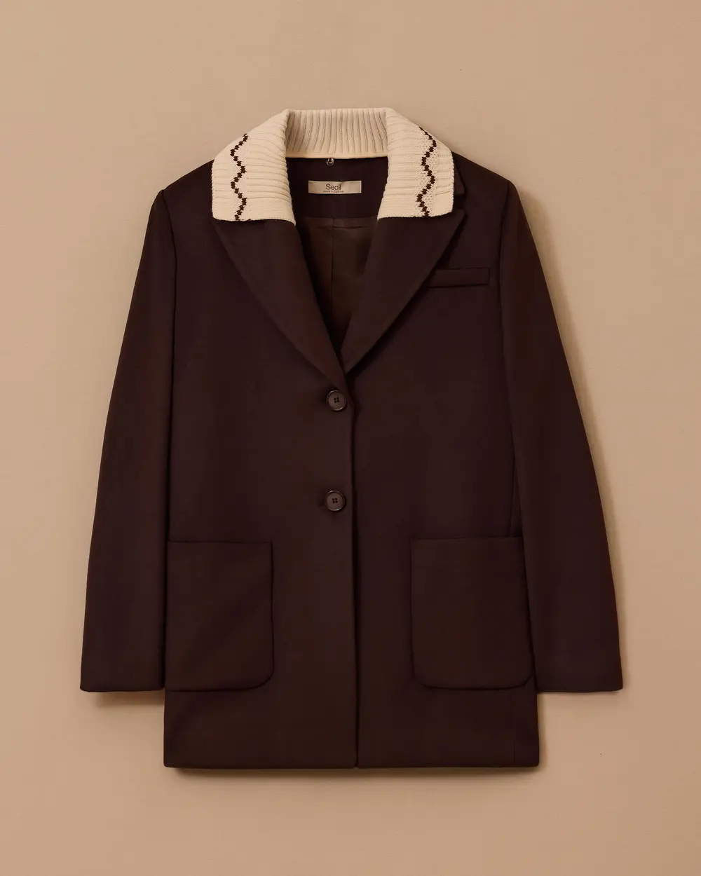 Knitwear Collar Pocketed Cashmere Jacket