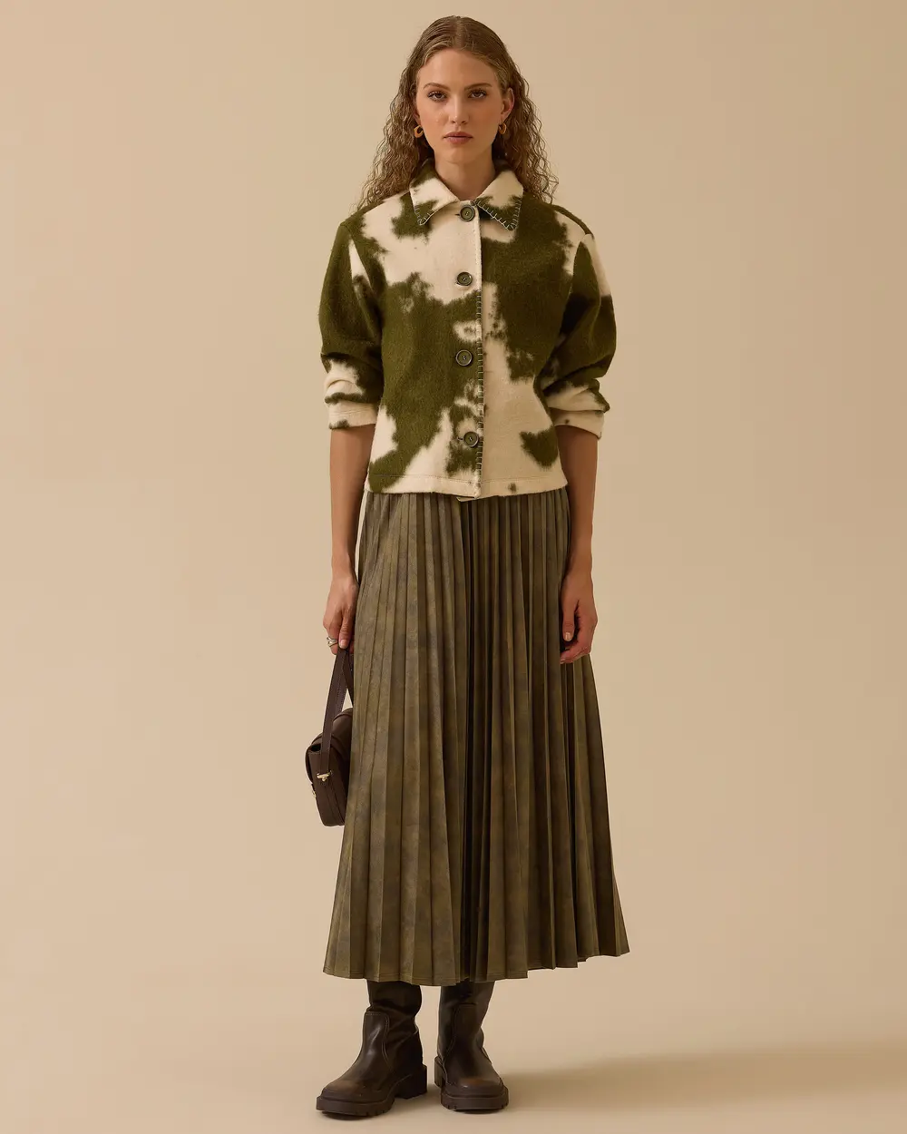 Desenli Gömlek Yaka Ceket