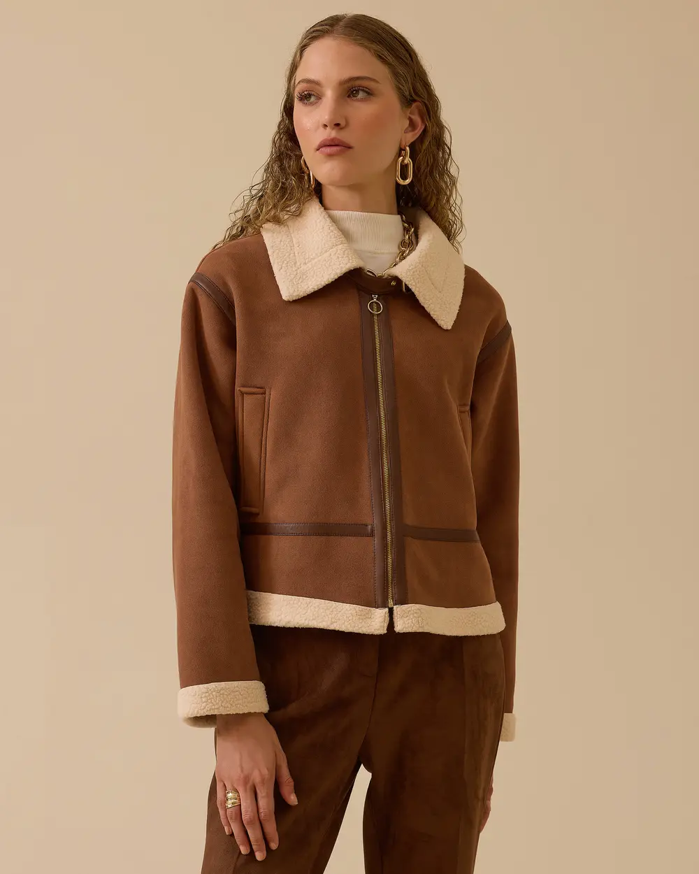 Peluş Astarlı Kısa Ceket