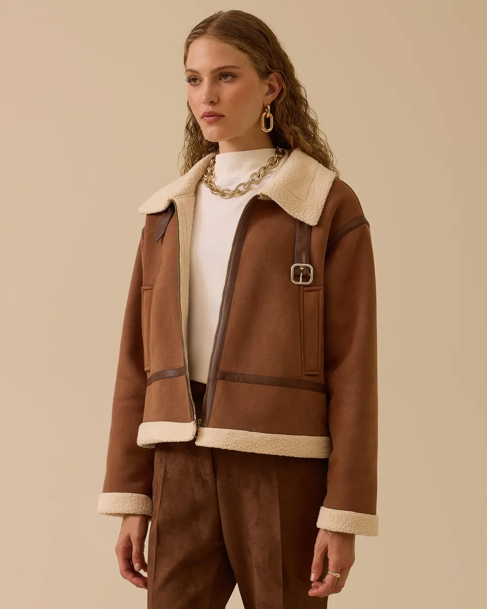 Peluş Astarlı Kısa Ceket