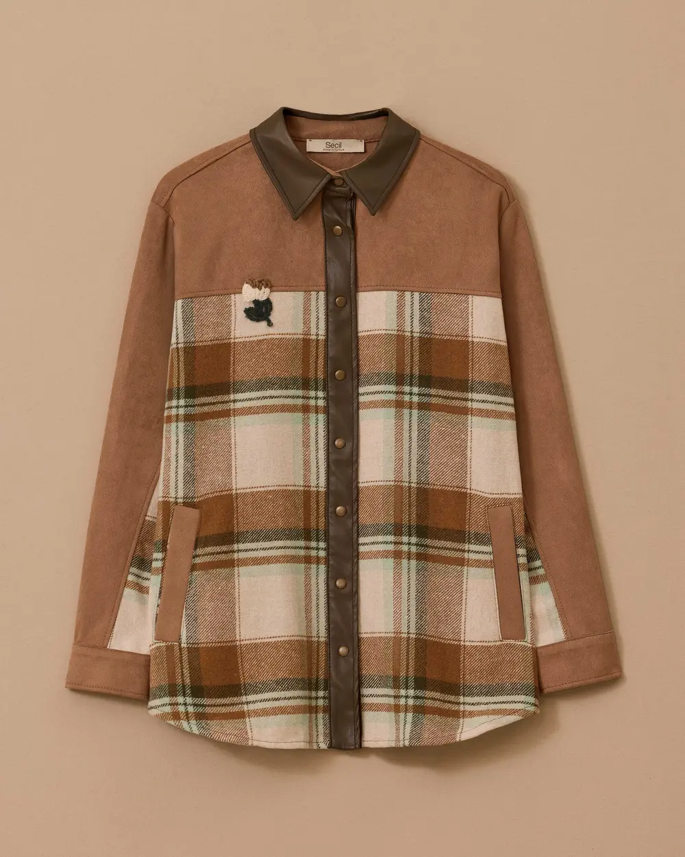 Embroidery Detailed Plaid Jacket