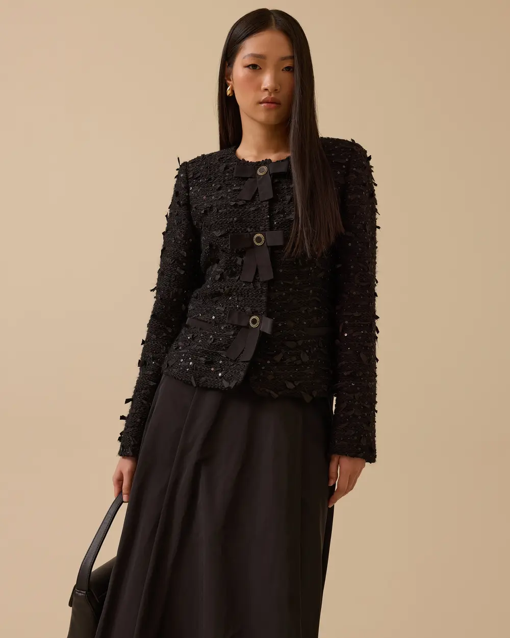 Tweed Jacket with Bow Detail