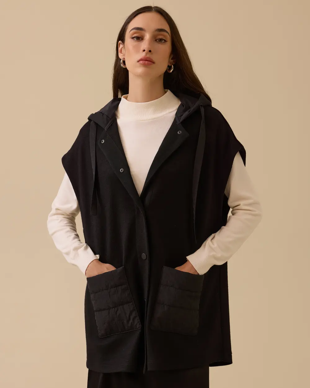 Cep Detaylı Örme Yelek