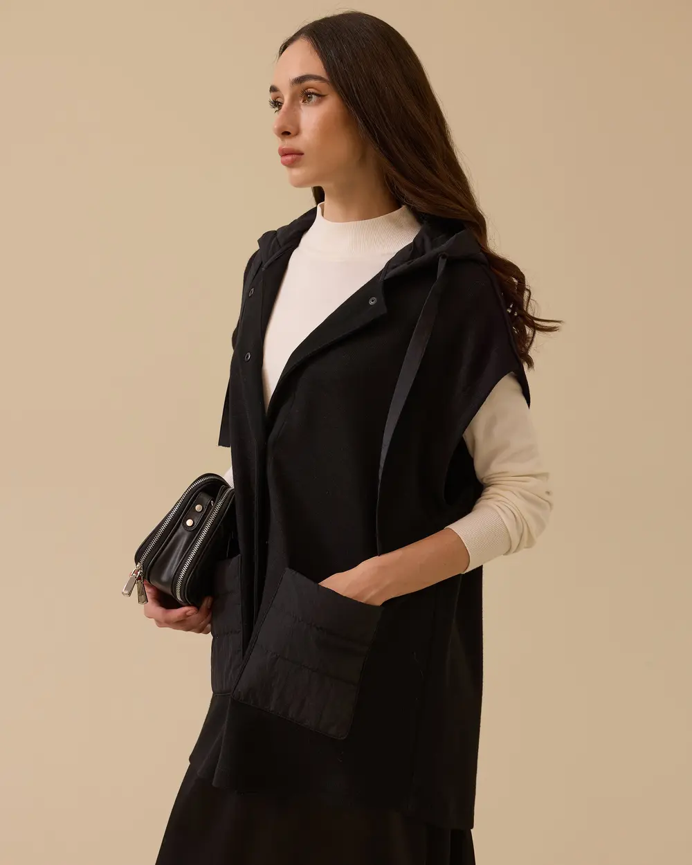 Cep Detaylı Örme Yelek