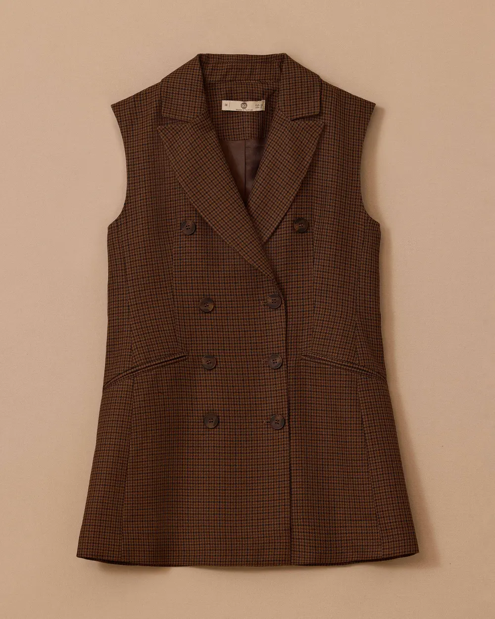 Ekose Desenli Düğmeli Yelek