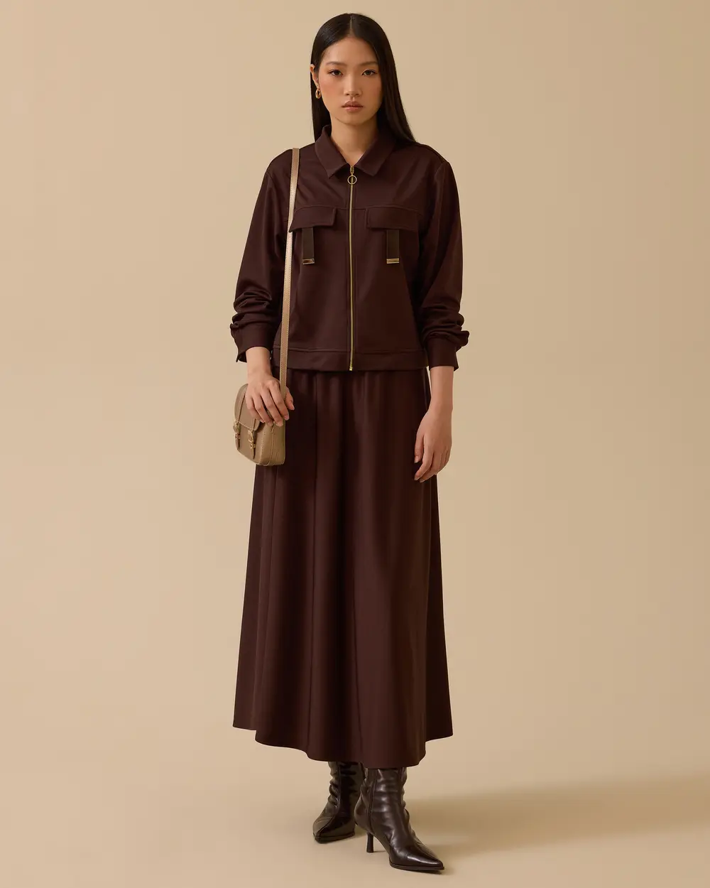 Göğüs Kuplu Fermuarlı Ceket