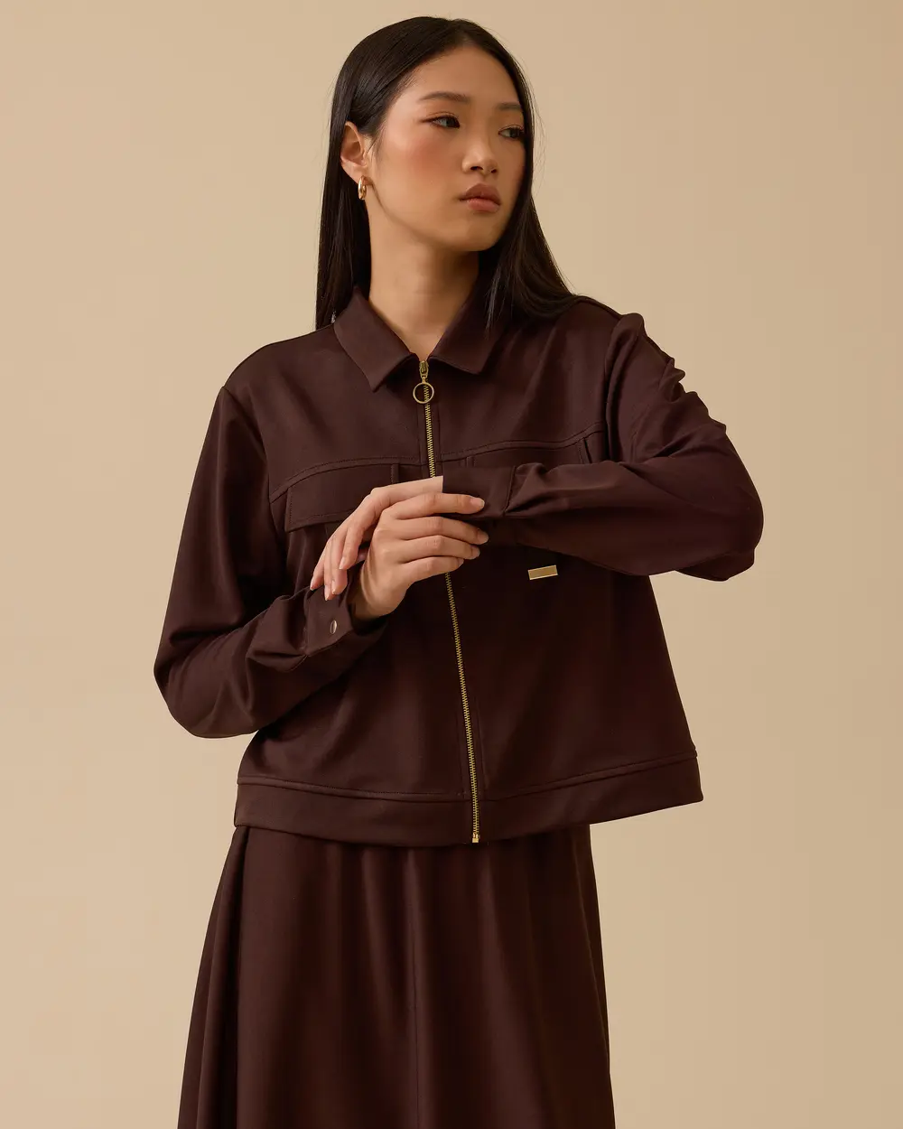 Göğüs Kuplu Fermuarlı Ceket