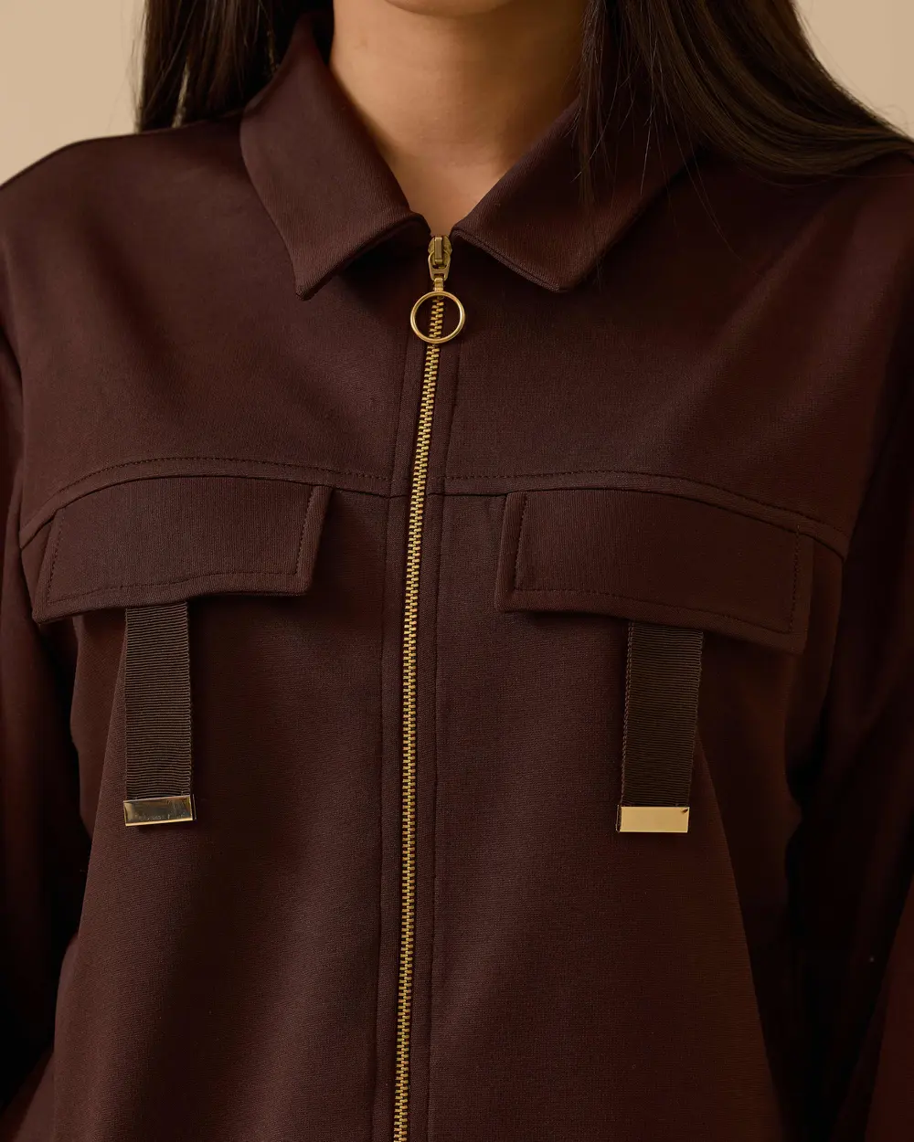 Göğüs Kuplu Fermuarlı Ceket