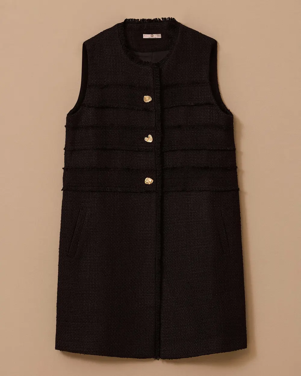 Düğme Detaylı Uzun Yelek