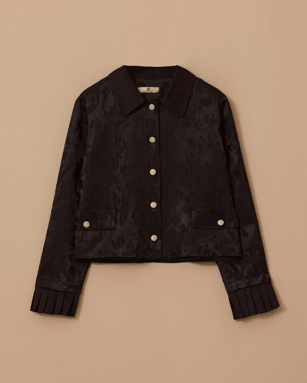 Desenli Kol Detaylı Jakar Ceket