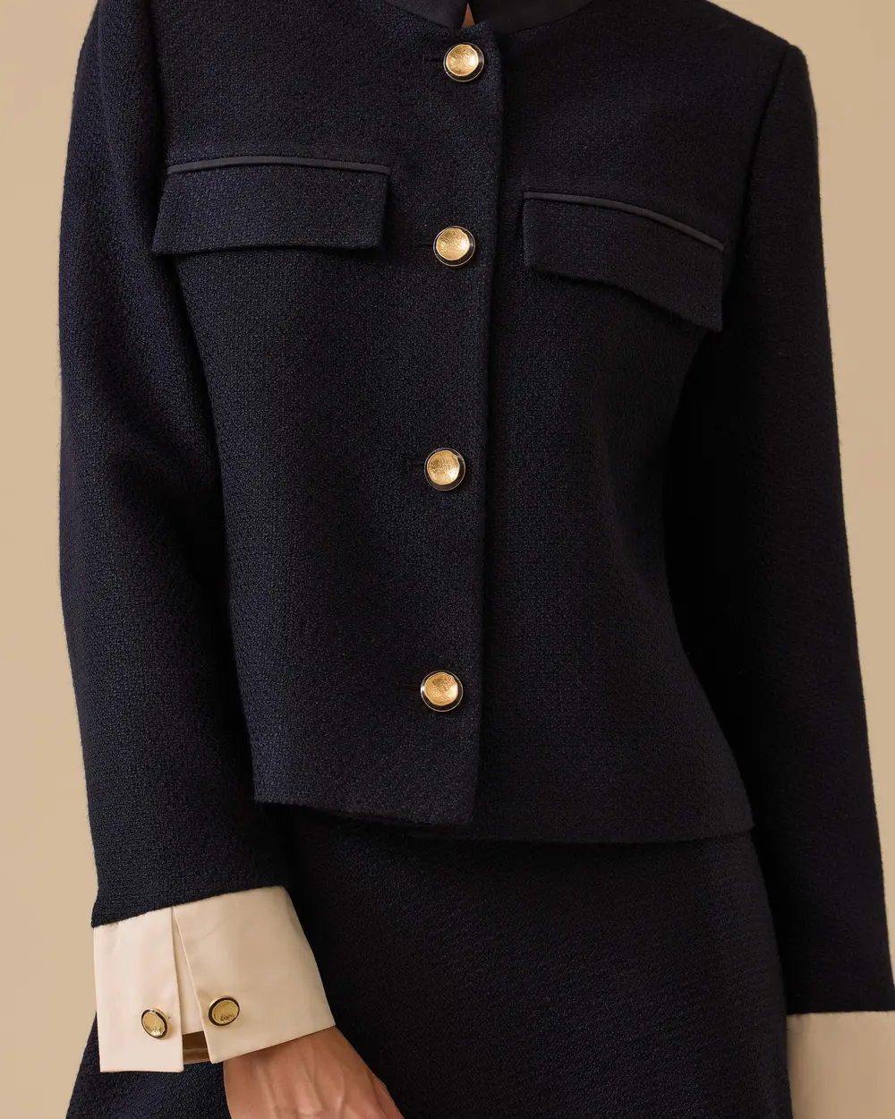 Çift Kumaşlı Düğmeli Ceket