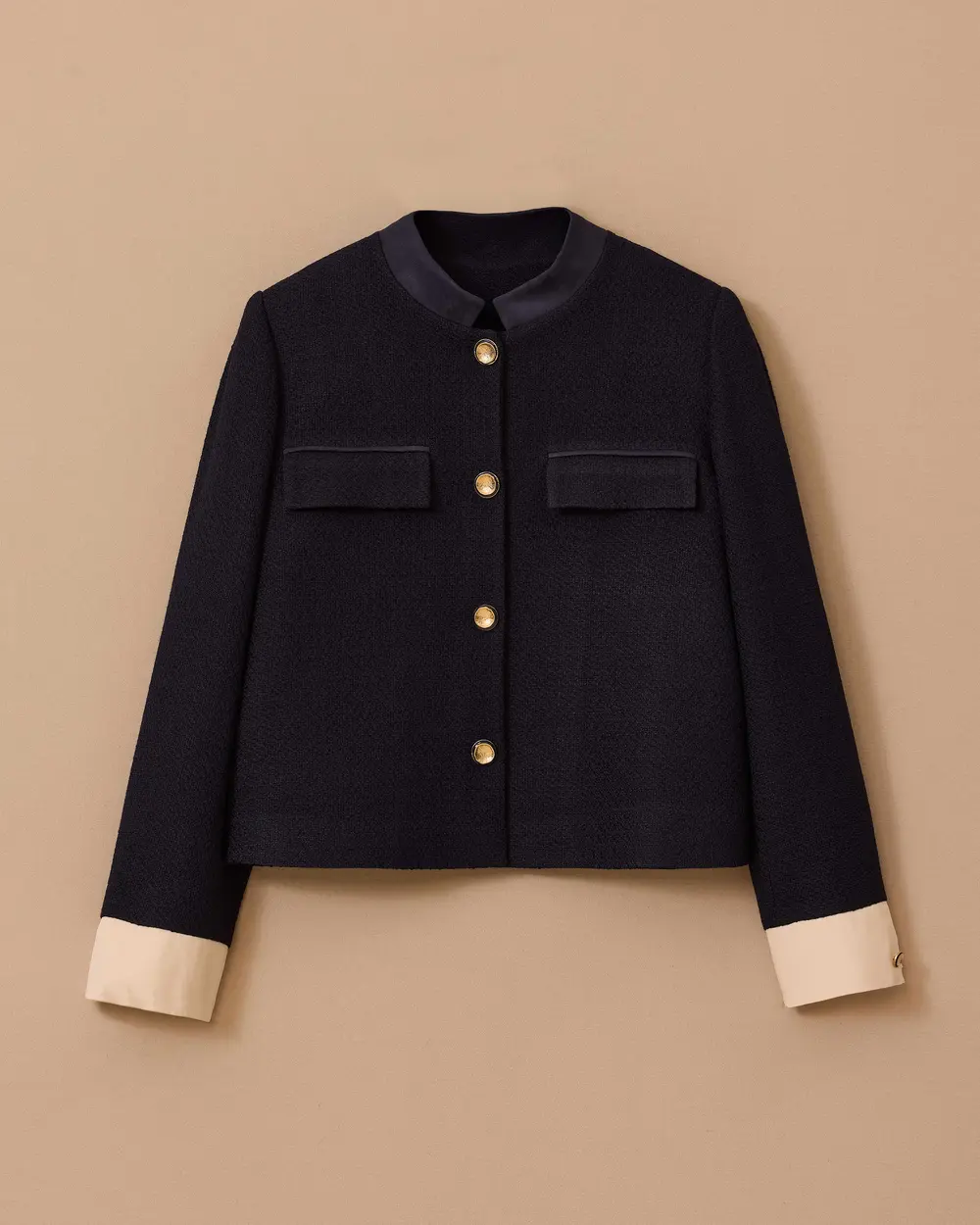 Çift Kumaşlı Düğmeli Ceket