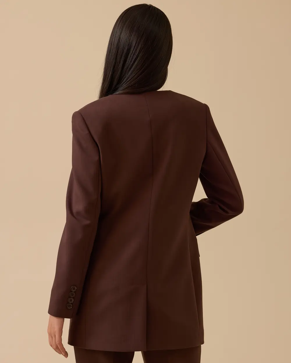 Yuvarlak Yaka Düğmeli Uzun Ceket