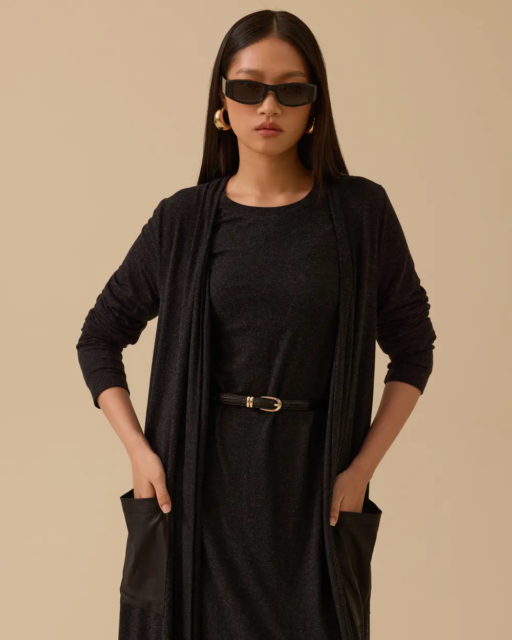 Suni Deri Cepli Uzun Hırka