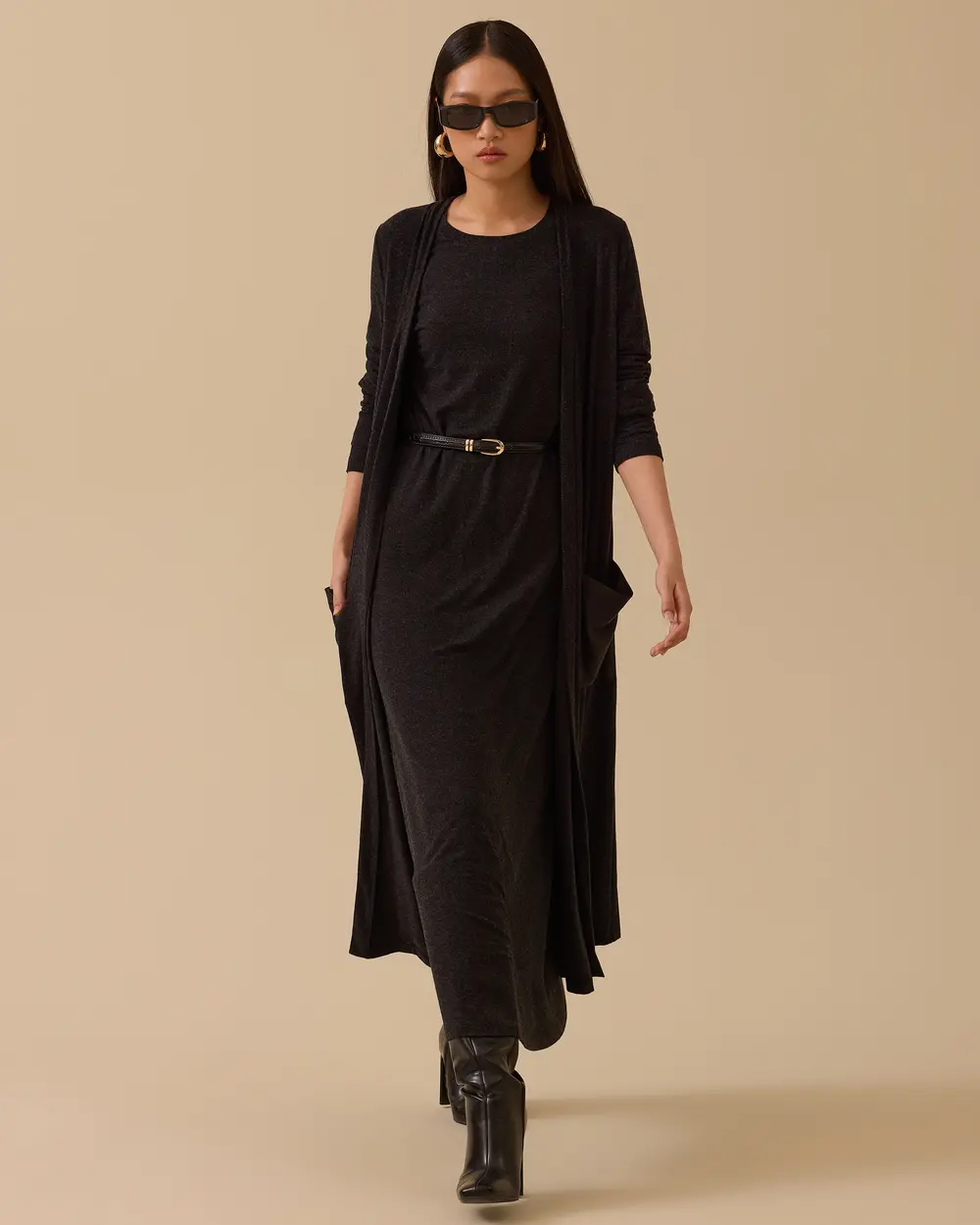 Suni Deri Cepli Uzun Hırka