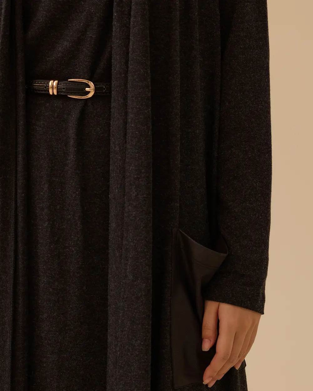 Suni Deri Cepli Uzun Hırka