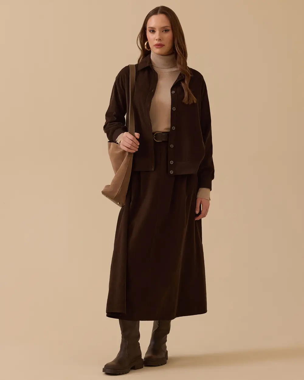 Düğmeli Kadife Ceket