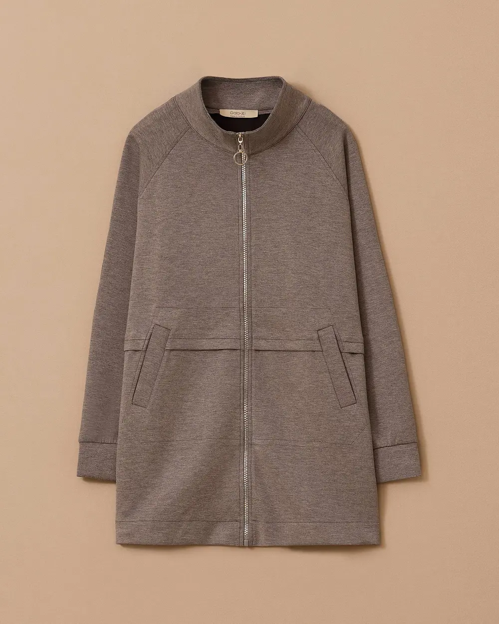 Plus Size Zippered Jacket with Pockets