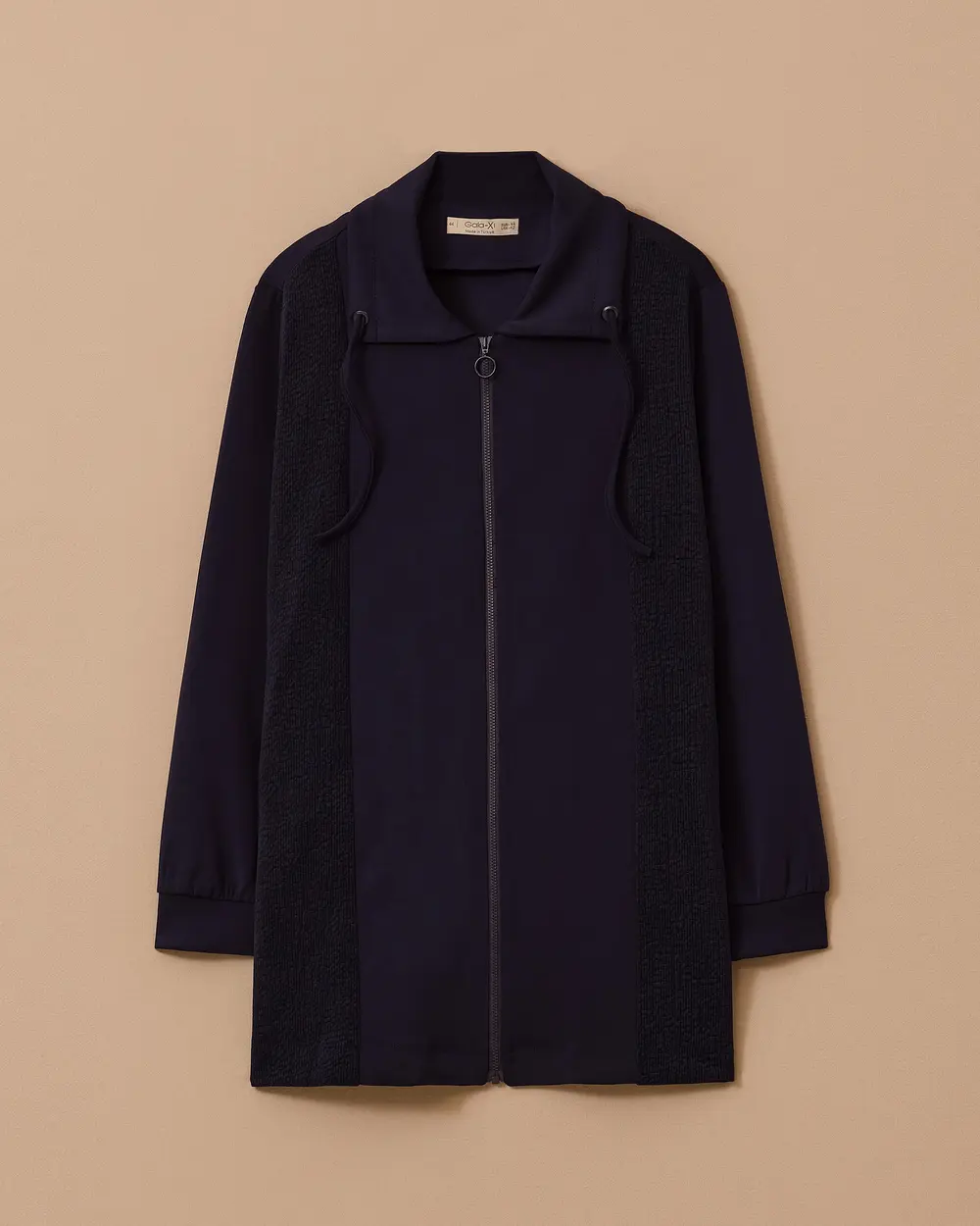 Büyük Beden Çift Kumaşlı Fermuarlı Ceket