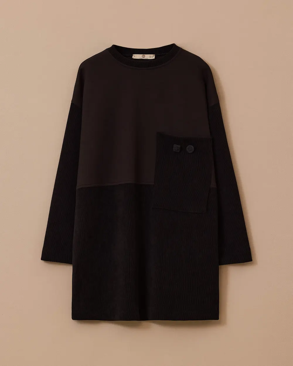 Kadife Detaylı Uzun Tunik