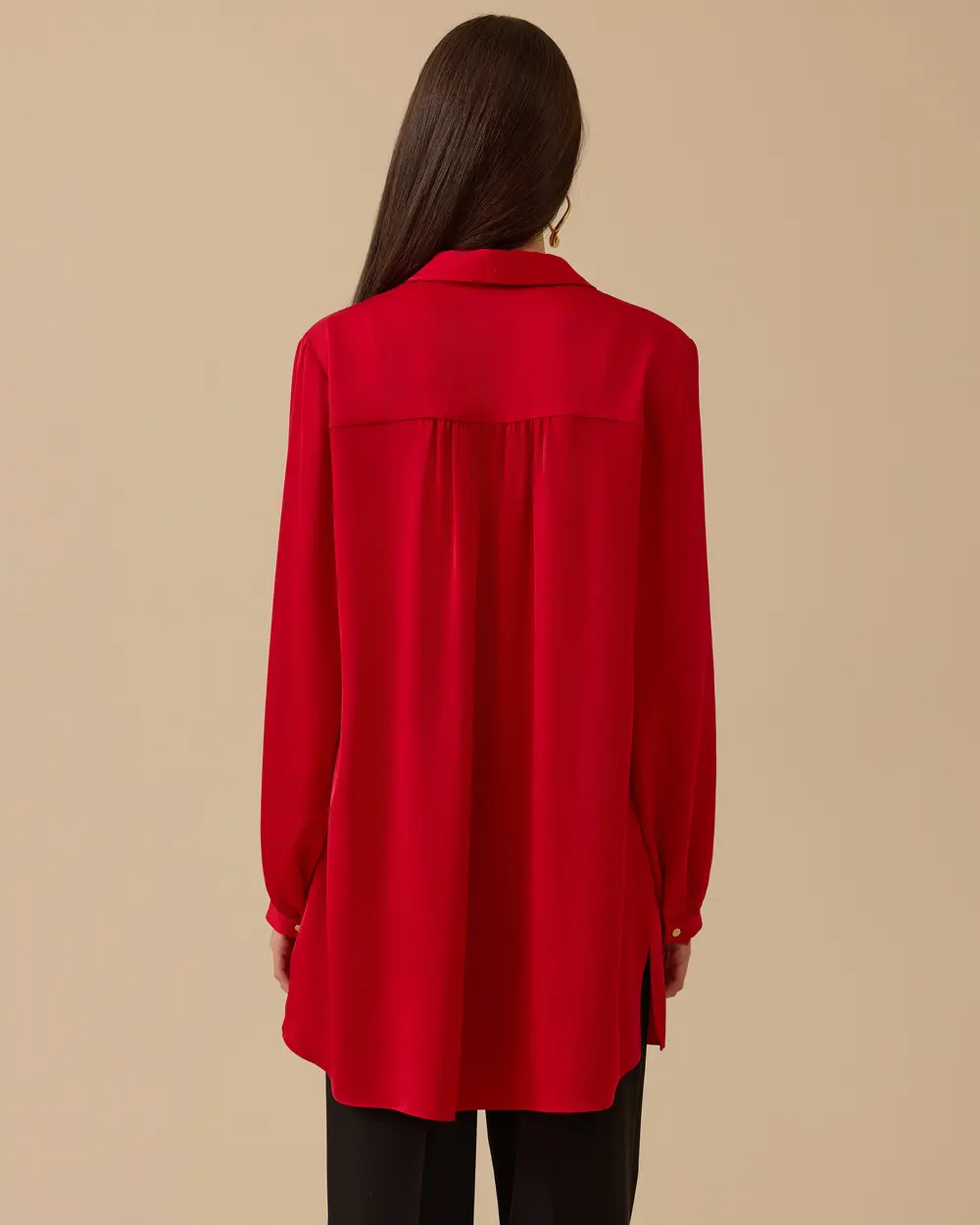 Gömlek Yaka Nakış Detaylı Tunik