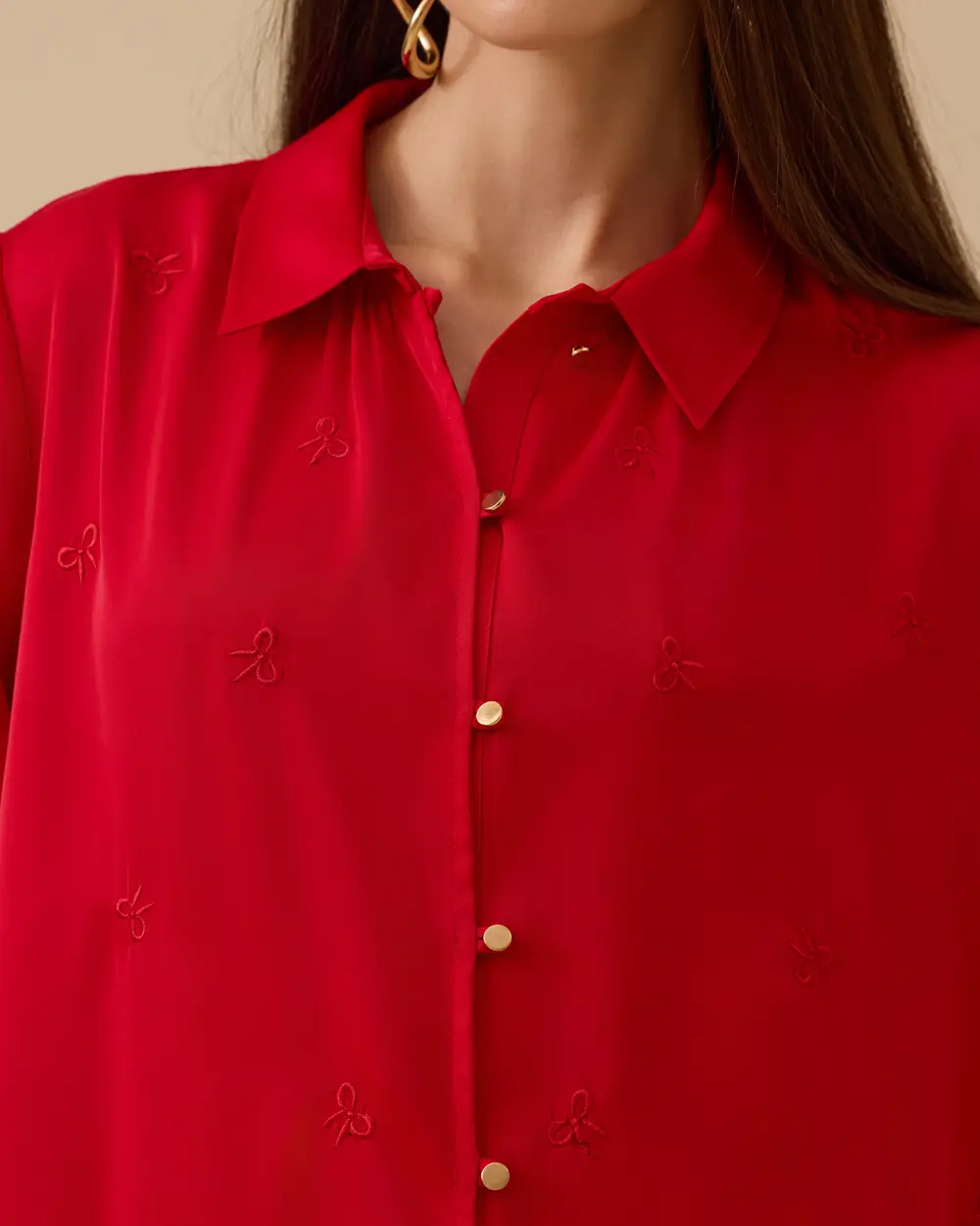 Gömlek Yaka Nakış Detaylı Tunik