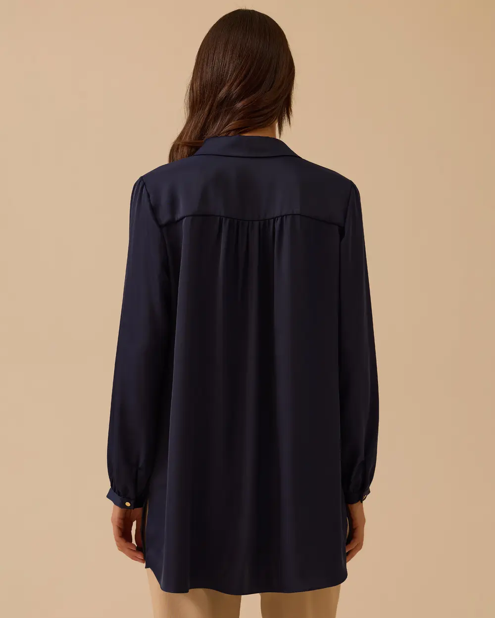 Gömlek Yaka Nakış Detaylı Tunik