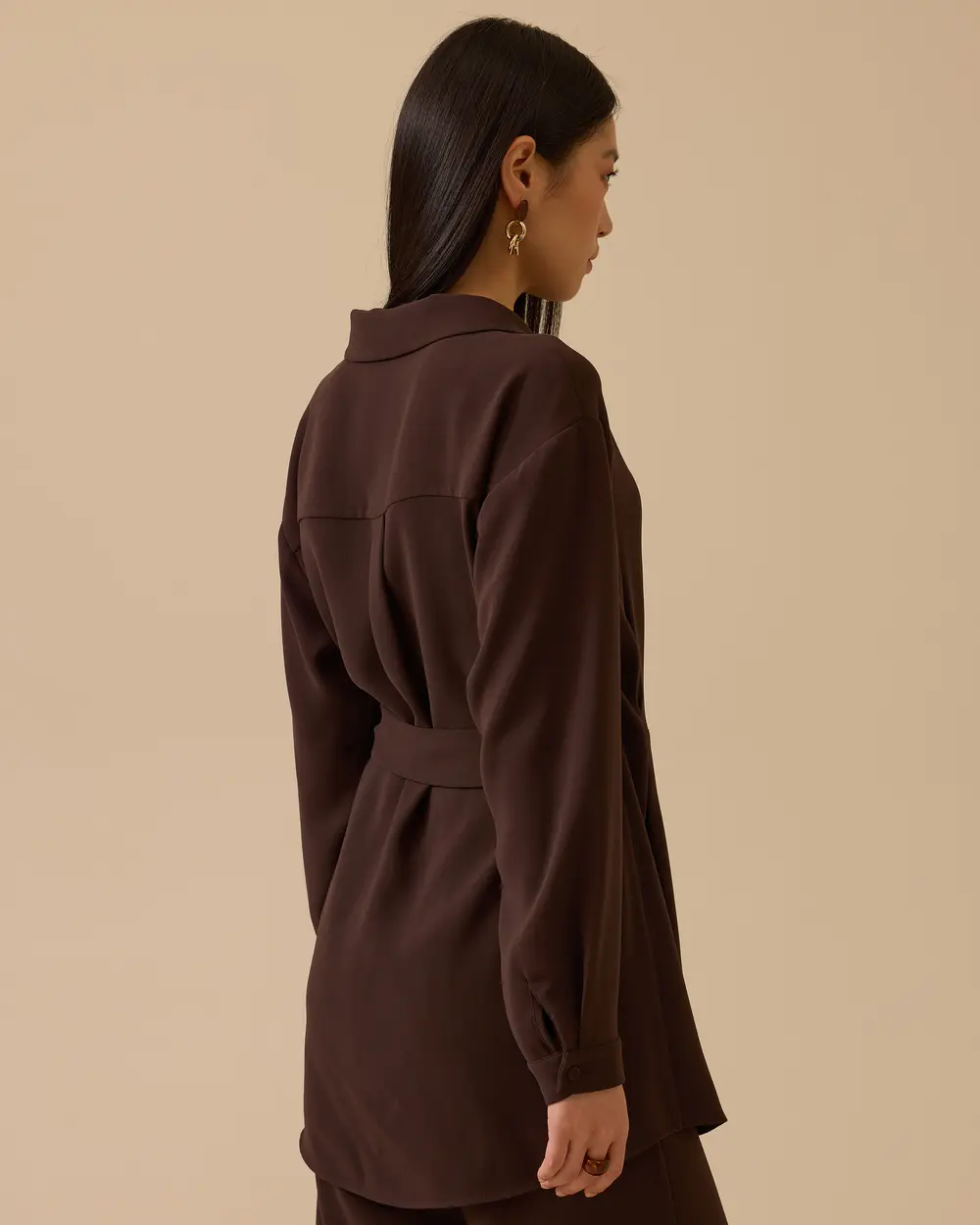 Boncuk Detaylı Bağlamalı Kruvaze Tunik