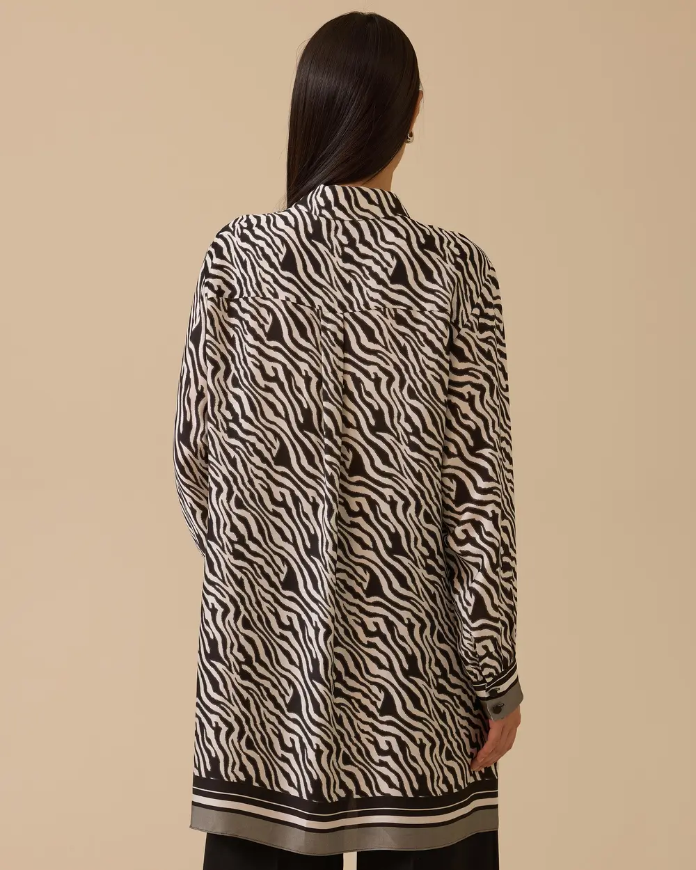 Zebra Desenli Bağlama Detaylı Tunik