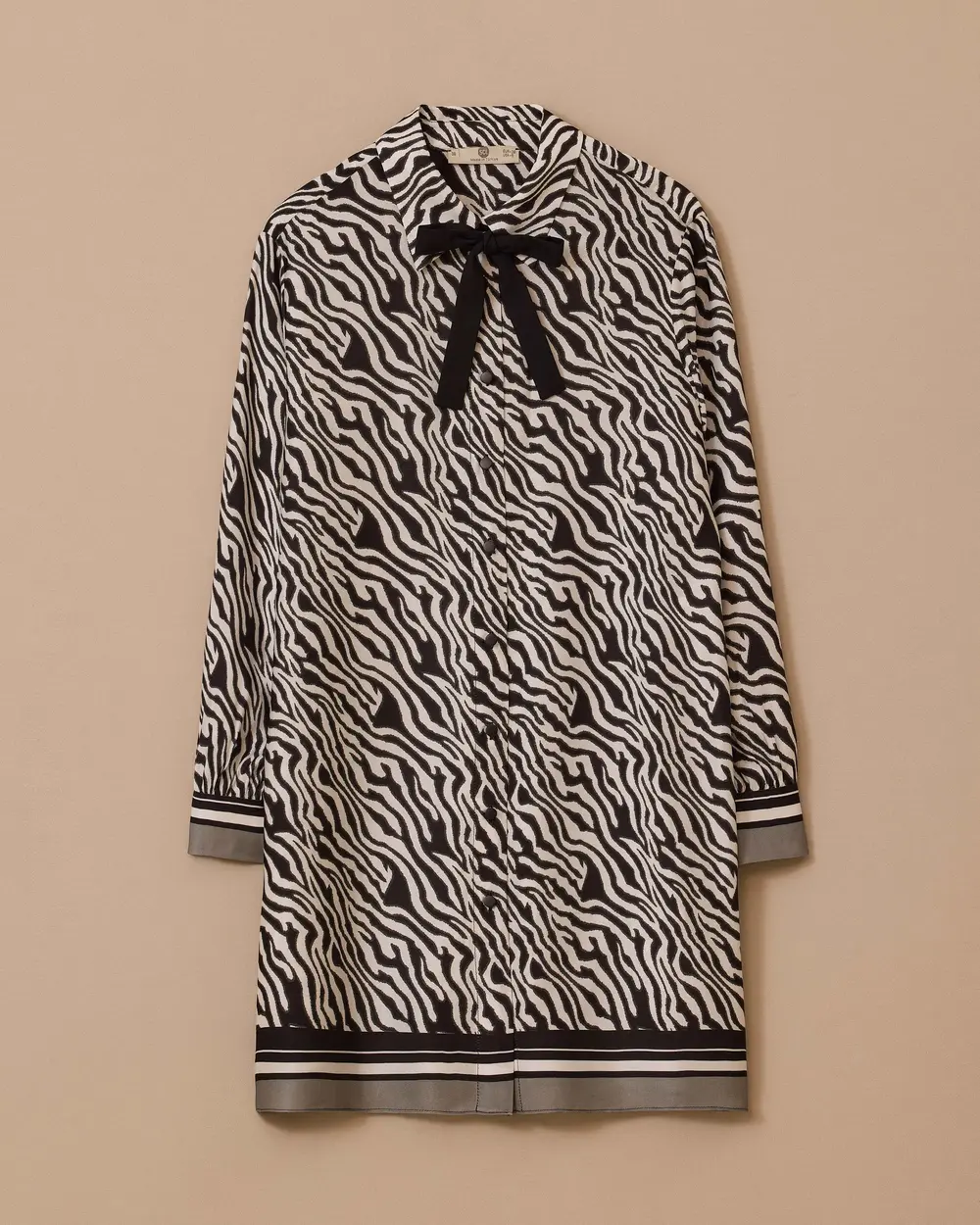 Zebra Desenli Bağlama Detaylı Tunik