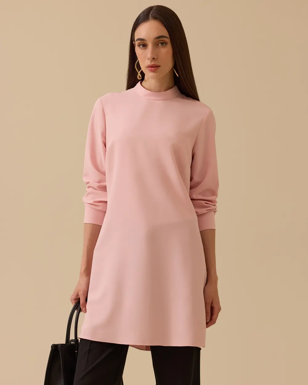 Dik Yaka Yan Yırtmaçlı Tunik