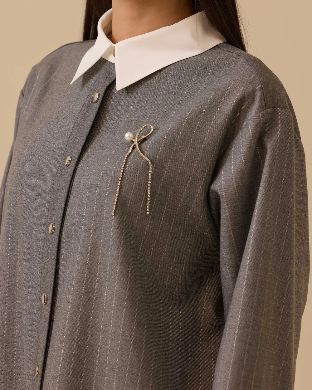 Aksesuar Detaylı Çizgili Tunik