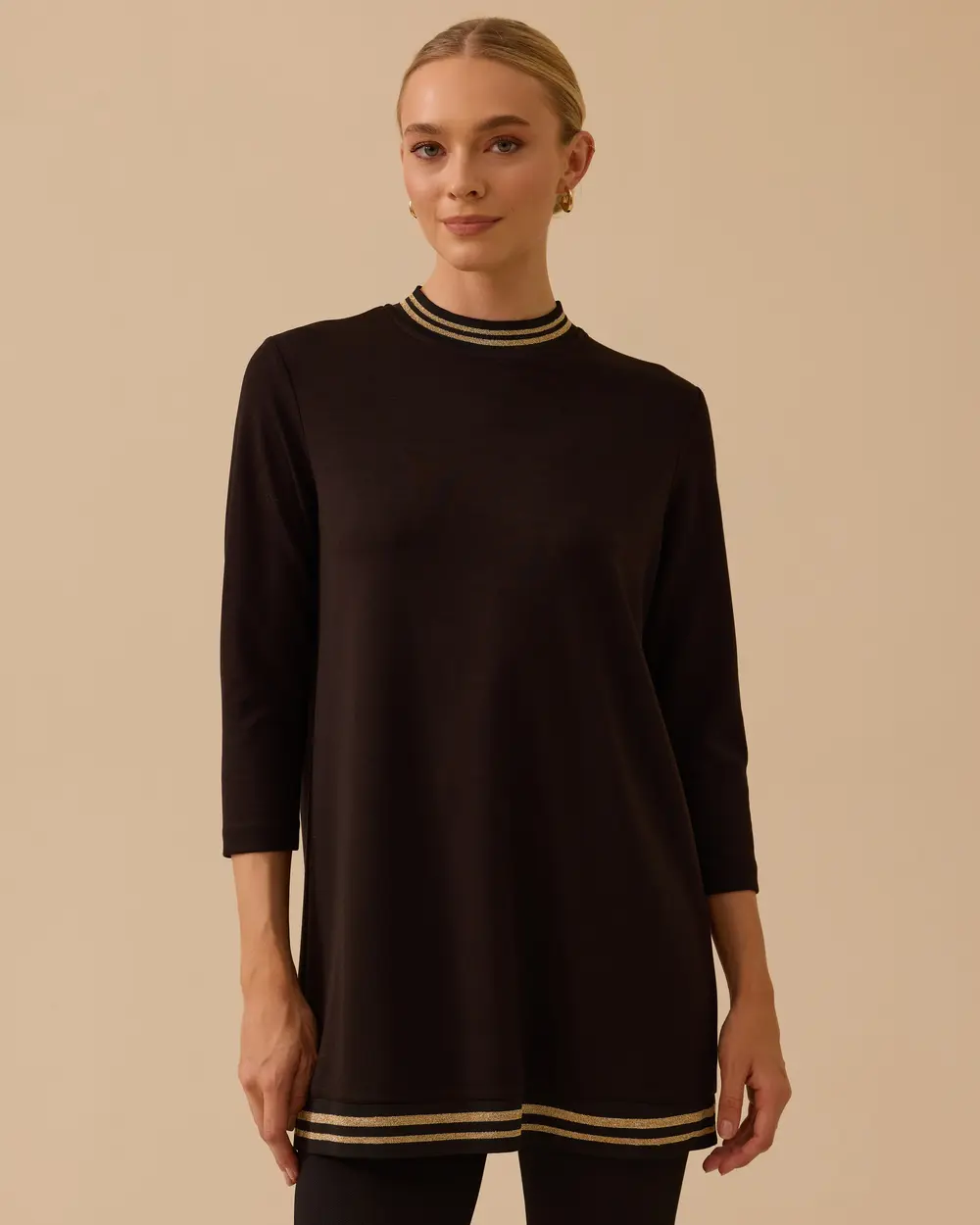 Şerit Detaylı Basic Tunik