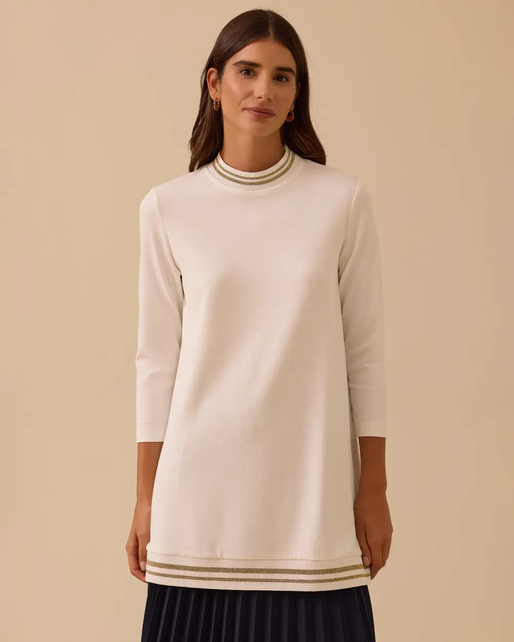 Şerit Detaylı Basic Tunik