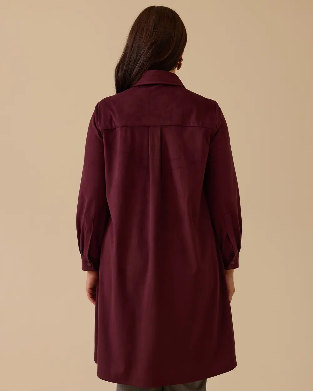 Büyük Beden Cepli Süet Tunik