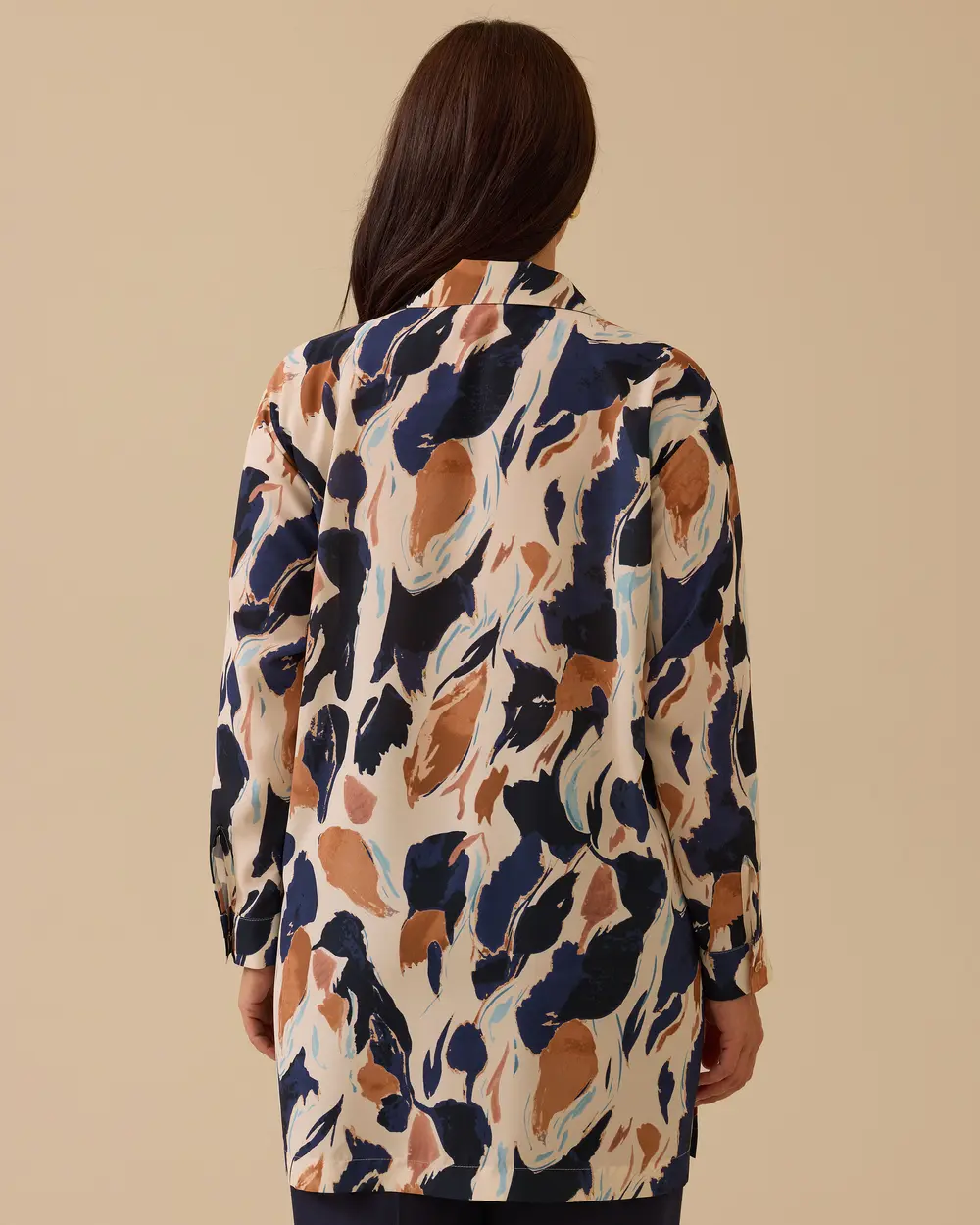 Büyük Beden Desenli Düğmeli Tunik