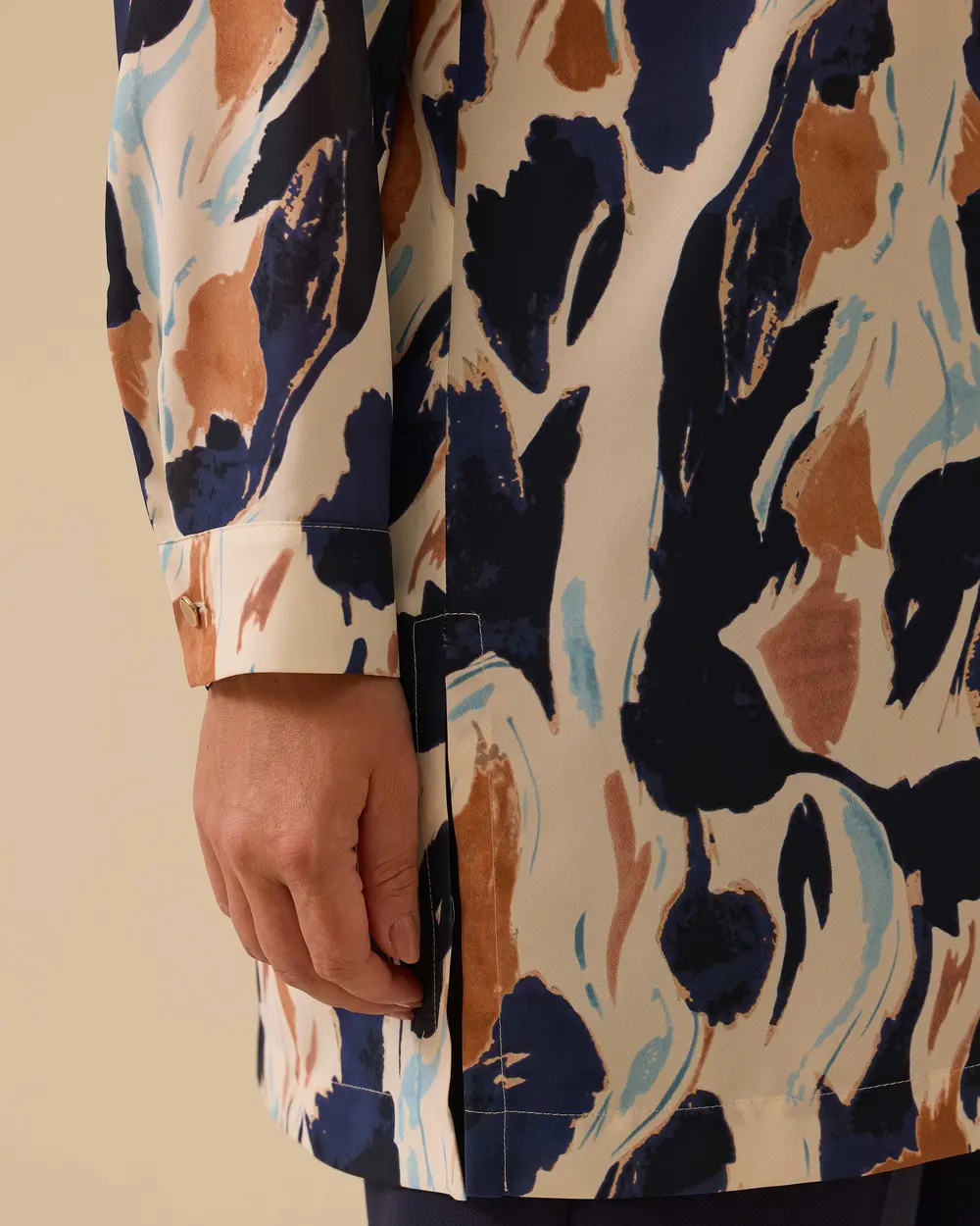 Büyük Beden Desenli Düğmeli Tunik