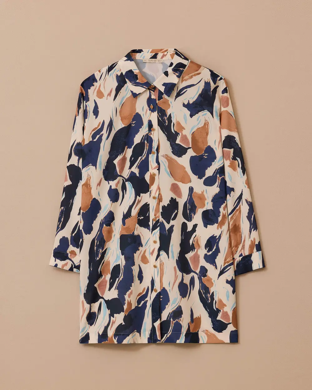 Plus Size Patterned Buttoned Tunic